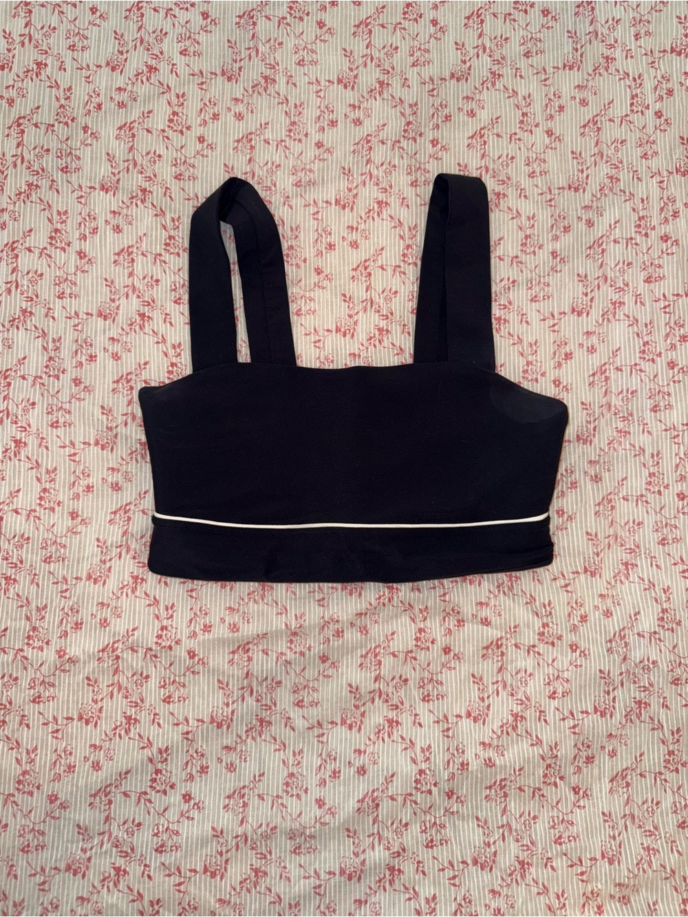 all in motion Black Sports Bralette with White Piping - Picture 2 of 4